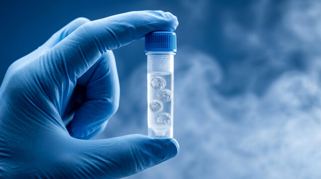 Cryopreserved Human Embryos in Laboratory Cryovial for IVF Procedure and Artificial Insemination