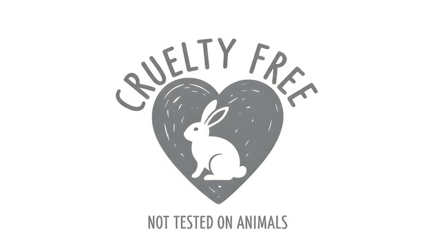 Distinguished graphic icon for cruelty-free and animal-friendly products, featuring a gentle rabbit within a heart, signifying no animal testing