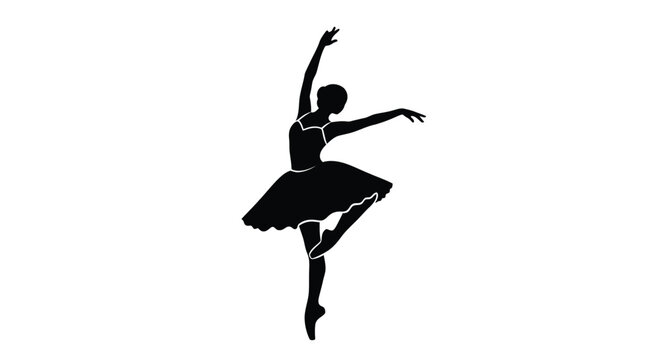 Silhouette of female ballet dancer posing.