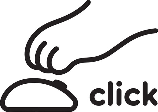 Hand clicking computer mouse with word click technology