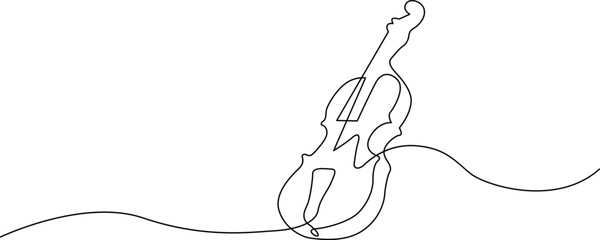 Line drawing of a cello with bow Vector © Tuhin