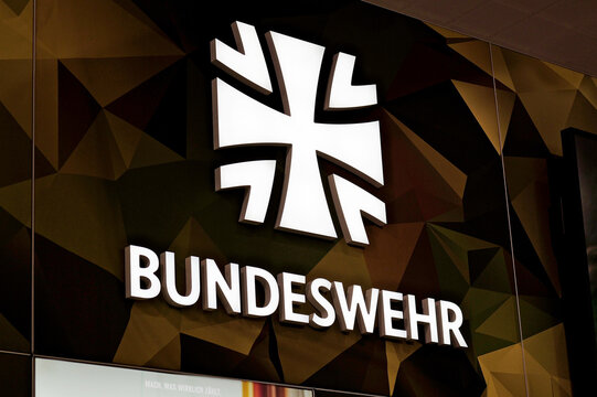 Hannover, Germany - April 22, 2026: Bundeswehr  logo in Hannover - The Bundeswehr are the armed forces of the Federal Republic of Germany