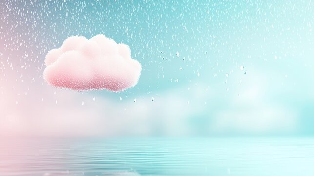 Cloud appearing behind a blurred windowpane with raindrops enhancing the soft focus.