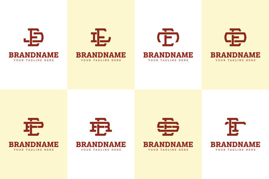 Letters EJ EL EN EO EP ER ES ET Monogram Logo Set