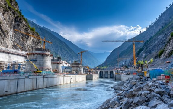 Construction of Turbine Facility in Mountainous Terrain with Cranes