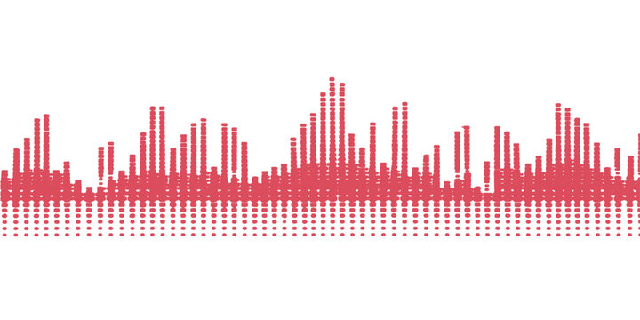 Abstract vector illustration of a digital music sound wave and audio frequency equalizer displaying a technological data chart for business growth and market technology
