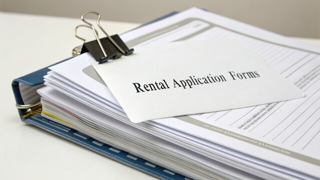 Organized Rental Application Forms in a Binder with Clip and Label