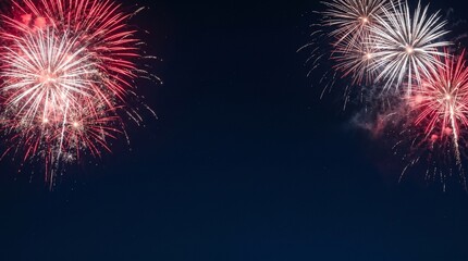 Canada Day Fireworks Display Against Dark Night Sky