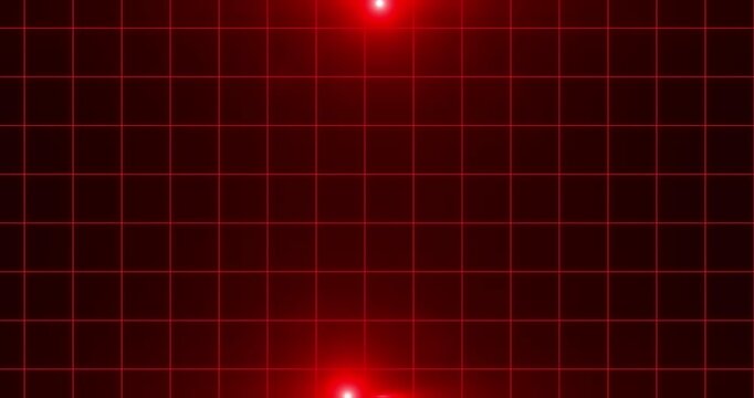 Red grid background with pulsing lights tech security concept