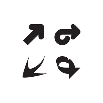 Black Arrow Icons Set - Direction, Refresh, Curve and Loop Arrows"