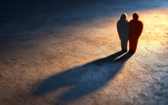 Shadows Merging into One: Depiction of Love Between Two Figures