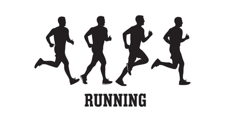 Obraz premium Running man silhouette collection showing various phases of athletic movement for fitness and sports graphic design.
