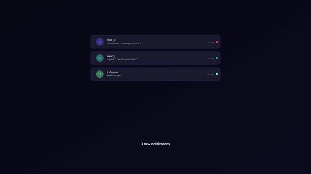 Comment notifications animation social media messages ui interface alert system