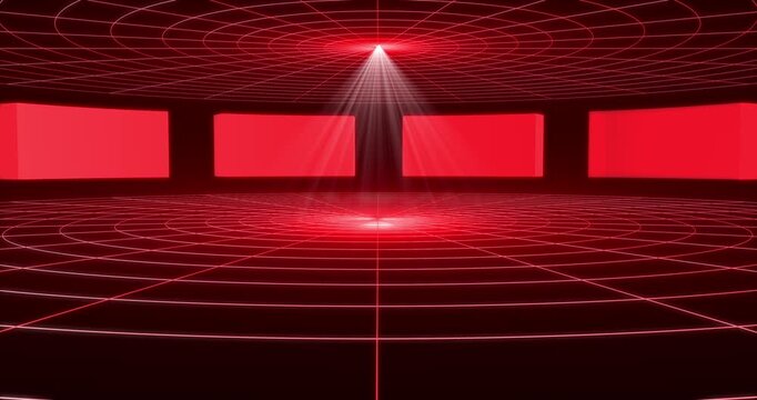 Red neon grid virtual reality stage background