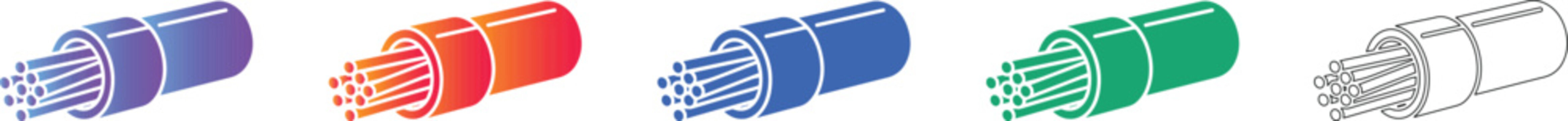 Fiber Optic Cable Vector Icons Set