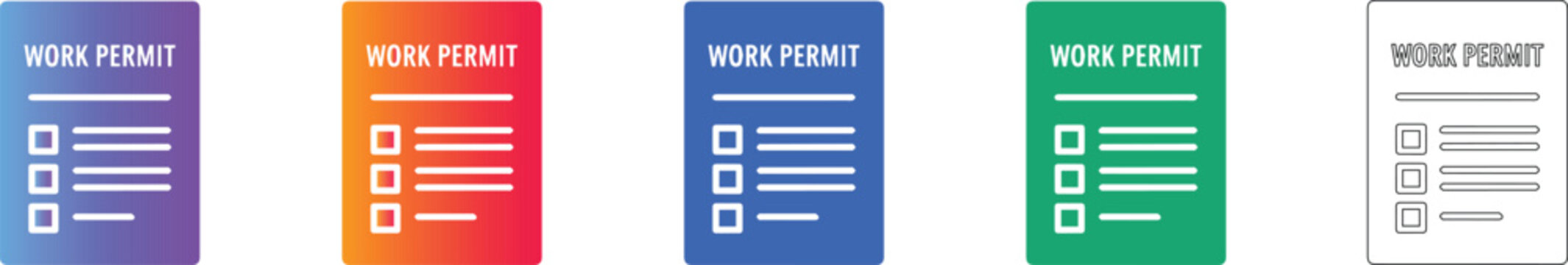Work Permit Checklist Icon Set