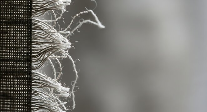 Close-up of raw cotton thread spool with natural fiber texture and soft focus background