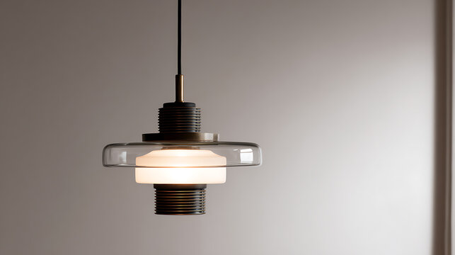 Modern light fixture with diffuse glow on a minimalist neutral background, contemporary elegance in home decor design, interior lighting style