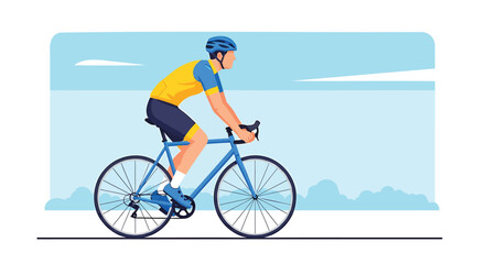 Fototapeta premium Cycling, bicycle rider, vector illustration, fitness, sports
