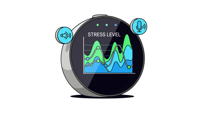 Stress level tracker on smartwatch screen display
