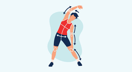 Obraz premium Vector illustration of man playing tennis, athletic sports icon, fitness activity, red shirt