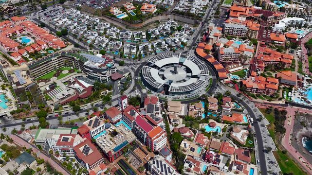 Aerial View of 5-Star Luxury Resorts and Pools at Playa del Duque; Costa Adeje Tenerife South