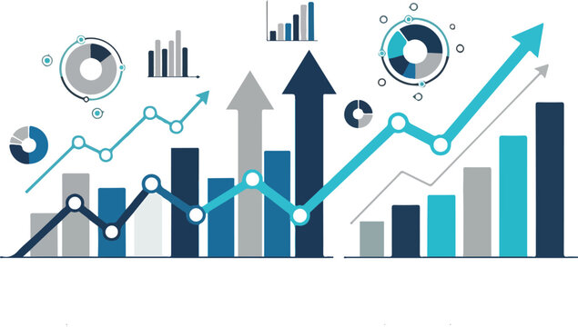 Business Presentation Vector Illustration with Team and Analytics Charts