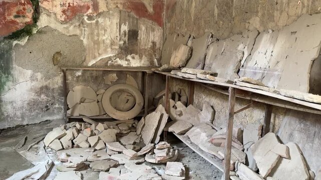 Storage Room in Herculaneum Housing Ancient Objects Found in the City