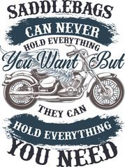 Fototapeta premium Vintage motorcycle illustration with humorous saddlebags text message