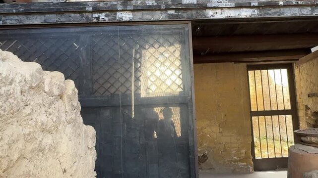 Carbonized Wooden Shelves and Balustrade inside a Herculaneum Villa