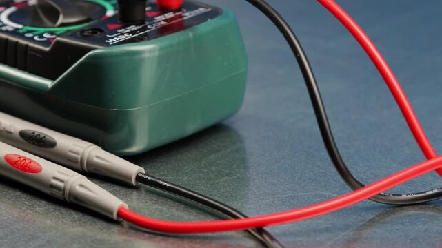 A digital multimeter for measuring the parameters of electrical circuits. Close-up. Soft focus.