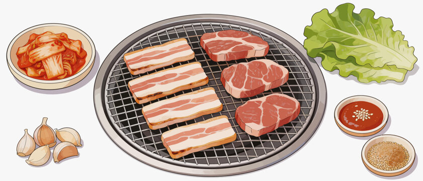 Grilled meat and side dishes on a table