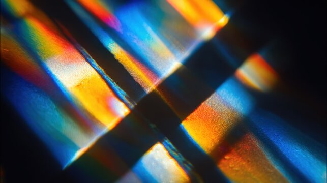 Abstract light reflections and refractions with colorful spectrum and shapes