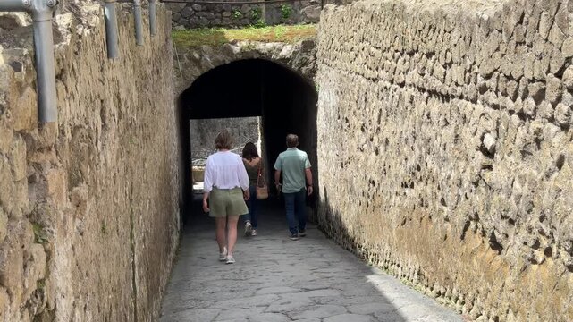 Road and Stone Tunnel Connecting the Port Side and Sea Access to Herculaneum