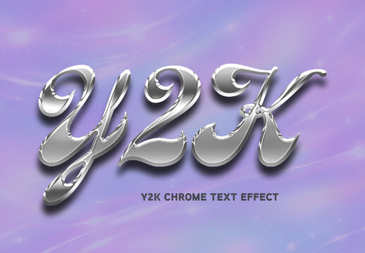 Y2K Chrome Script Text Effect