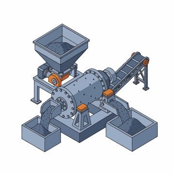 Industrial machine for processing materials with conveyor belt.