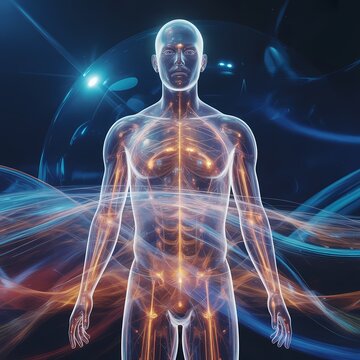 Human Biofield: Vibrant 3D Visualization of Body Energy and Nervous System Glow