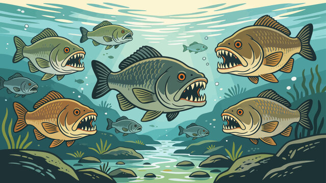 Underwater fish with sharp teeth
