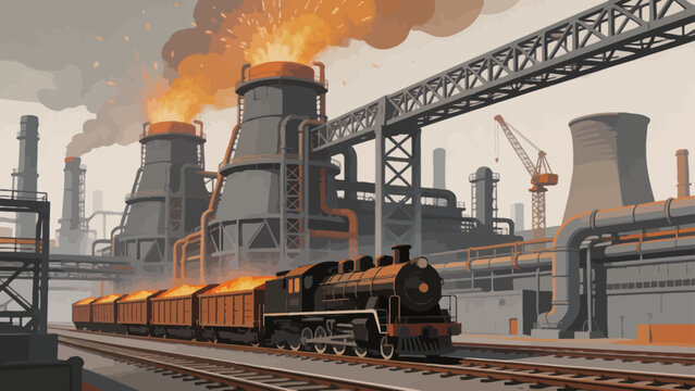 Industrial train at factory site