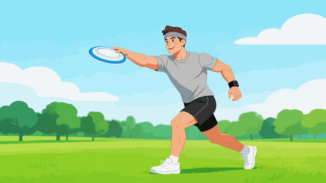 Man playing frisbee in park