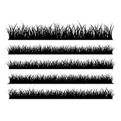 Black Grass Silhouette Vector Set and Lawn Border Collection © gyoho