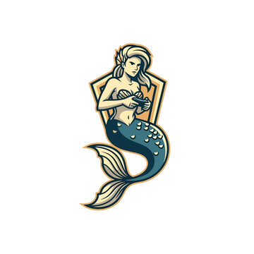 Esports Mermaid Mascot Logo Design Vector Illustration.