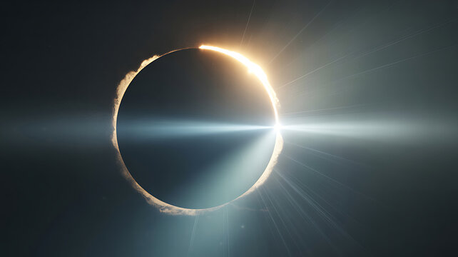 Solar eclipse occurs in space with sun and moon aligned perfectly