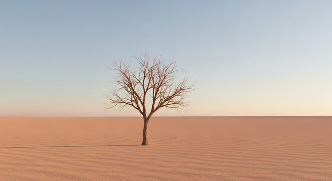 Bare tree in a desert landscape