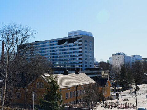 Turku University Hospital on a sunny spring day