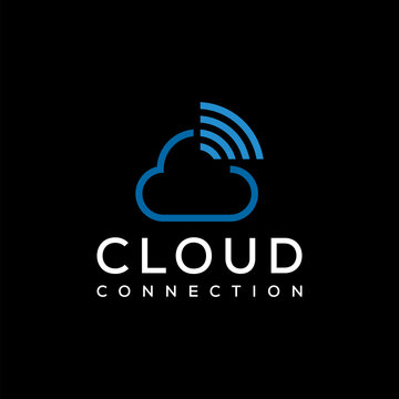 cloud with signal connection for internet technology logo design inspiration