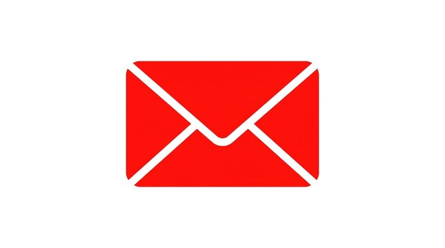 3d red email envelope icon isolated on white background for communication and digital marketing