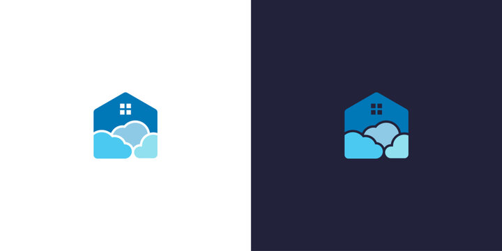 modern cloud and home logo design with growth and technology