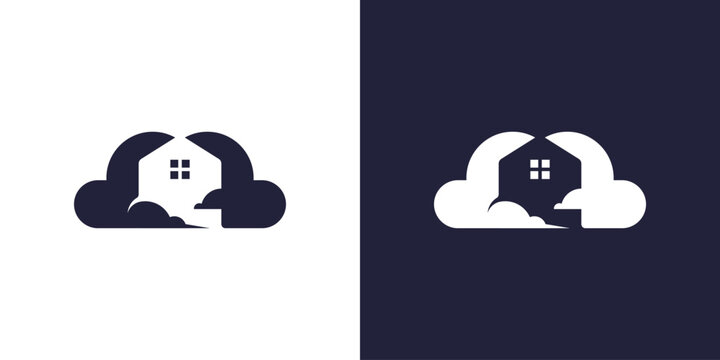 modern cloud and home logo design with growth and technology