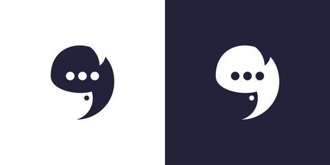 modern vector logo of a chat symbol with negative space of a fish © saiful
